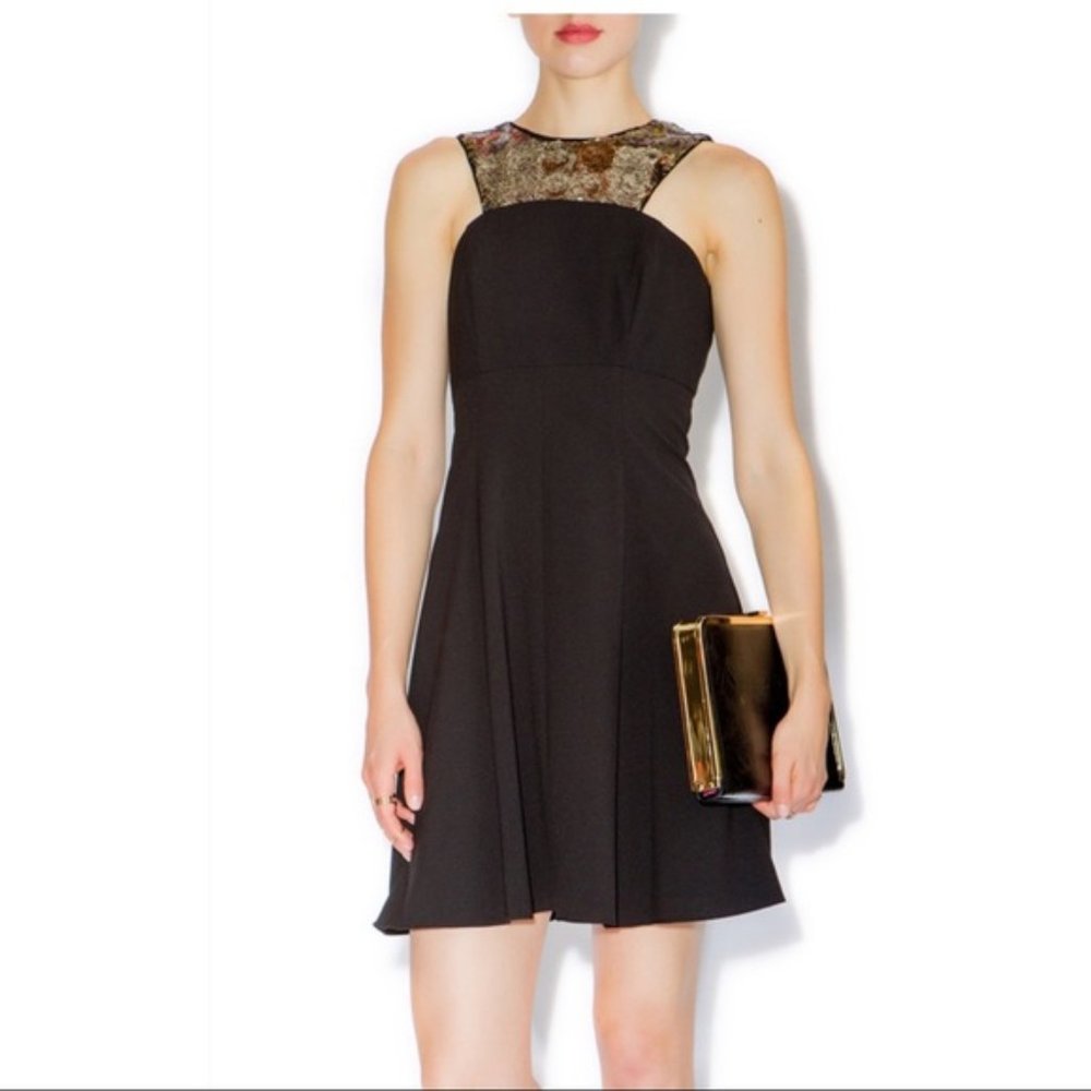 NWT Anthropologie Shoshanna Black Gold Sequin Sleeveless Dress